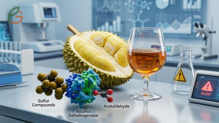 A freshly opened durian fruit placed next to a glass of beer, illustrating the controversial combination.
