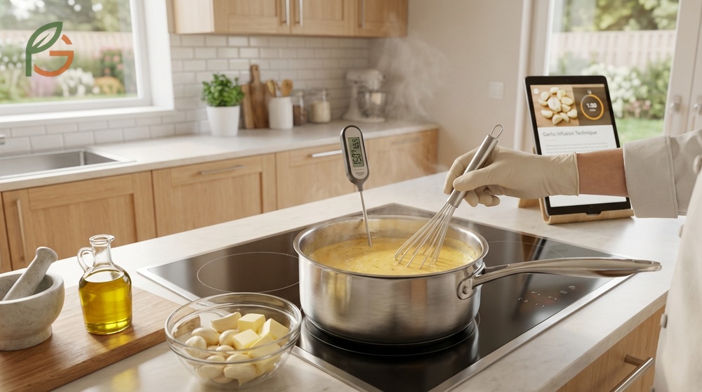 Easy sauce recipe involves melting butter over low heat and whisking cream constantly to prevent separation during cooking.