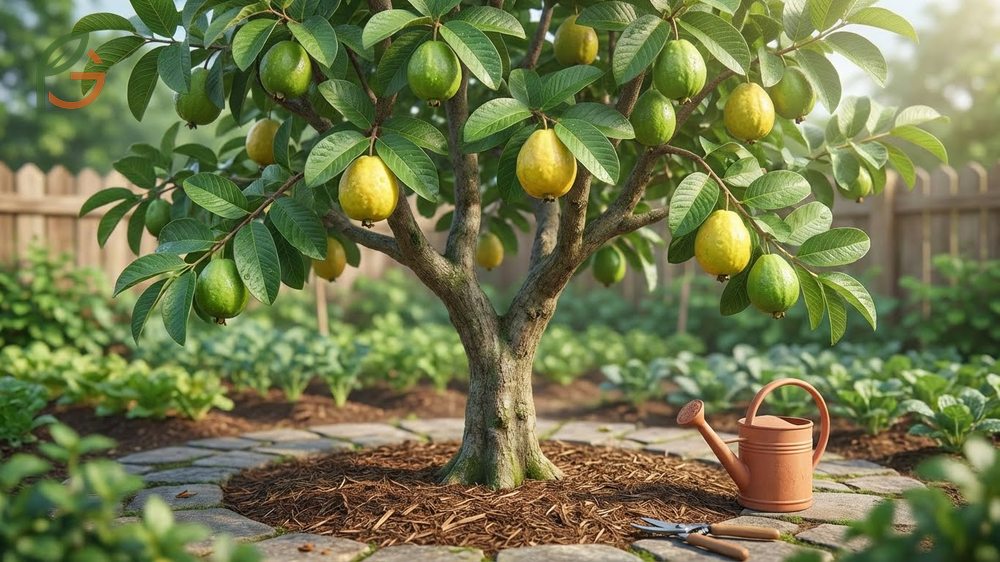 Proper guava tree care involves consistent watering schedules and applying balanced fertilizer for healthy growth.
