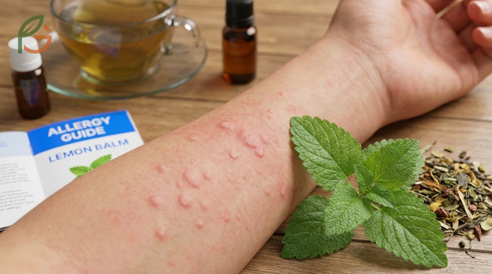 Allergic reactions to herbs showing skin irritation or hives that can occur in people sensitive to mint plants.