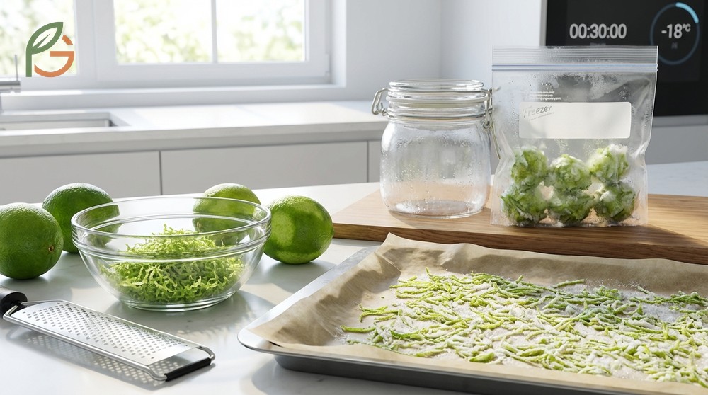 Make lime zest last by freezing it in airtight containers to preserve 95% of the flavor for months.