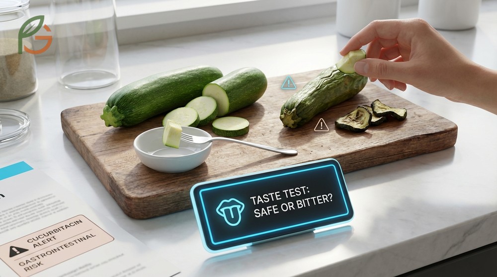 Raw zucchini safety relies on avoiding bitter fruit that contains dangerous cucurbitacins which caused twenty-two cases of poisoning.