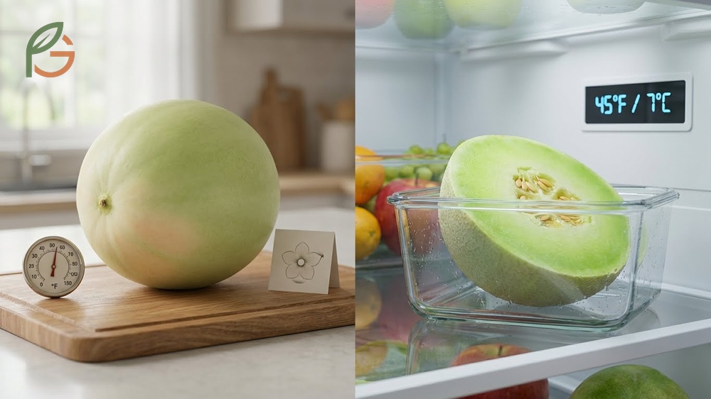 Storing honeydew melon at room temperature allows it to soften before refrigeration slows the process.