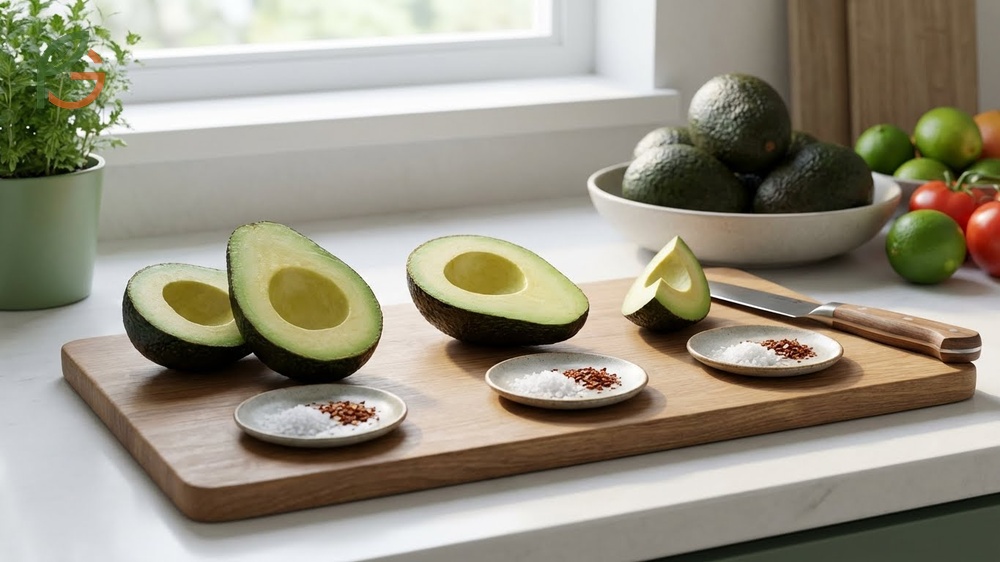 Daily avocado intake recommendation of half a fruit providing essential nutrients without excessive calories.
