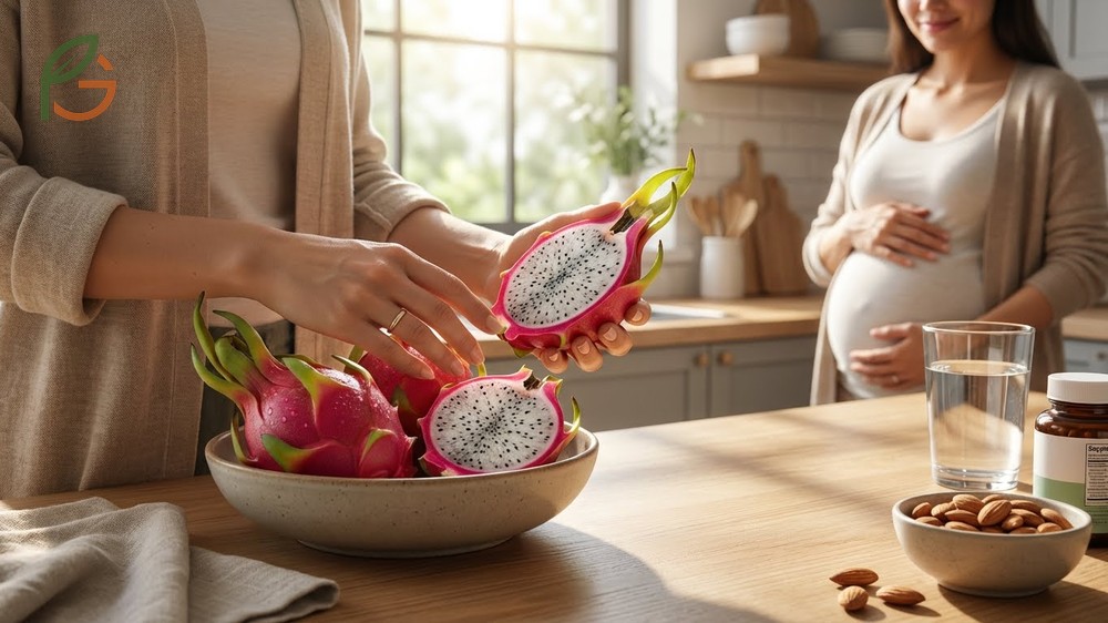 Dragon fruit benefits for female hormonal balance by providing 18mg calcium and magnesium to reduce muscle cramps.