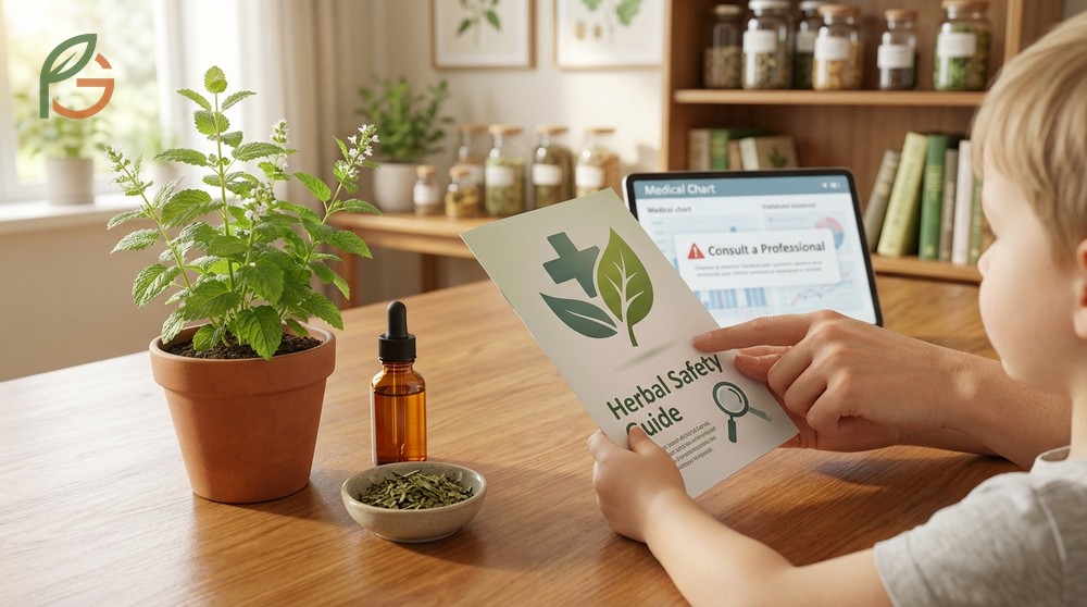 Safe herbs for children guidelines suggesting mild lemon balm tea for kids over 2 years old under supervision.