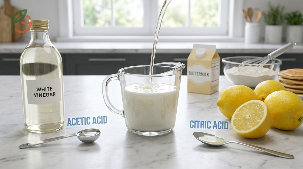 Lemon juice adds a subtle citrus note while white vinegar offers a neutral flavor in buttermilk substitutes.