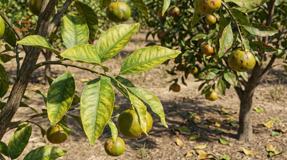 Mandarin tree diseases prevention includes proper tree spacing and copper fungicide sprays to protect health.