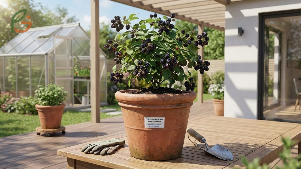 Growing blackberries in containers offers advantages like better root management and mobility for sun optimization.
