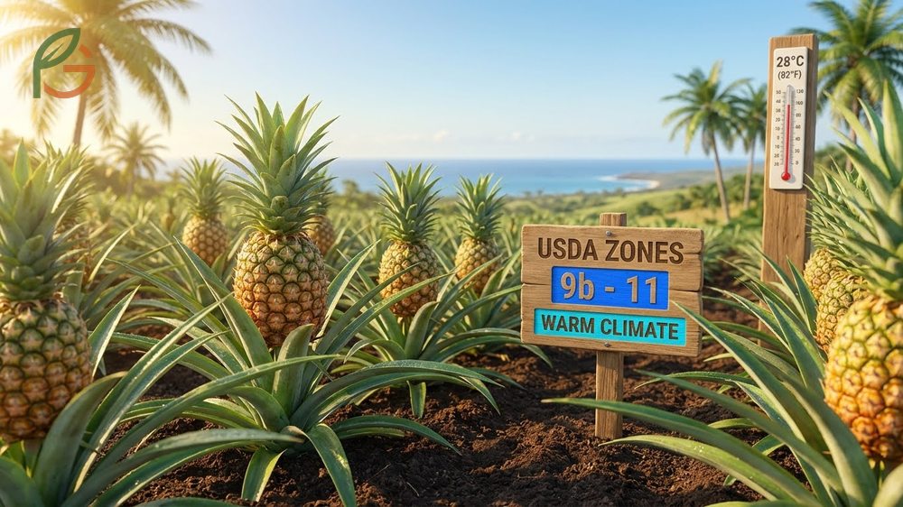 Where Do Pineapples Grow successfully in USDA hardiness zones 9b through 11 for outdoor cultivation.