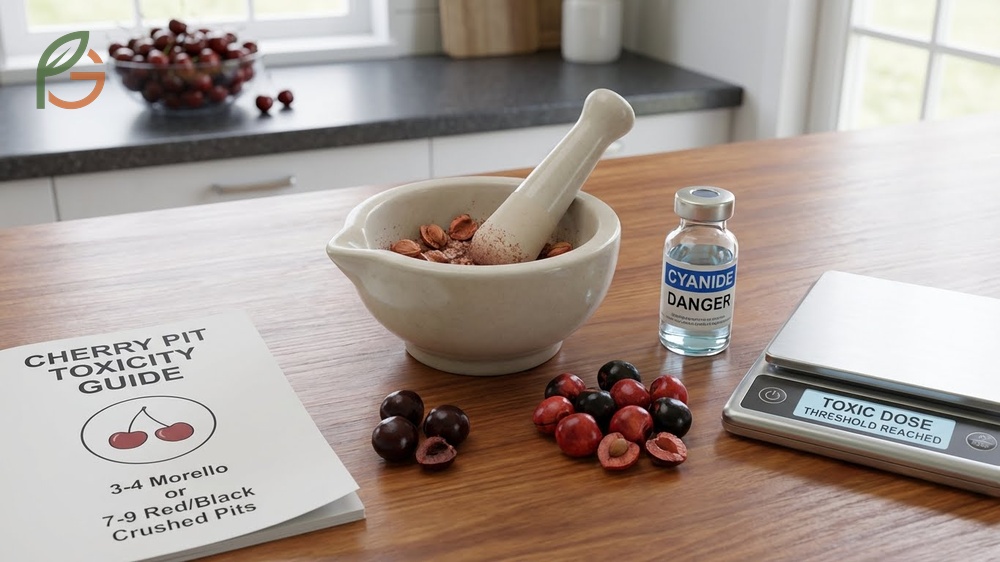 How many cherry pits are toxic to humans chart indicating that three to four crushed Morello pits can reach the toxic threshold for adults.