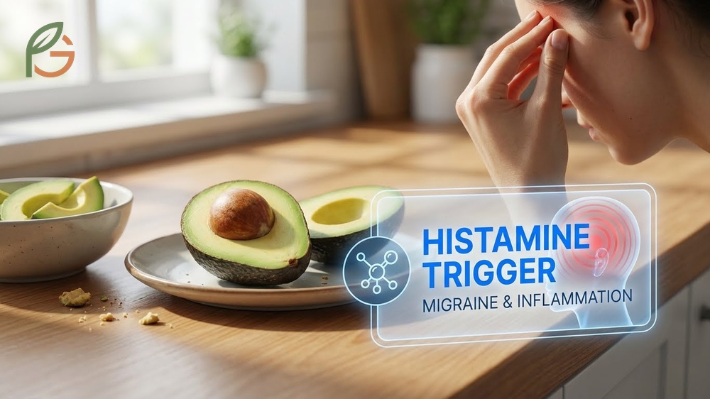 Avocado histamine and migraine triggers explaining how tyramine affects sensitive individuals' health.