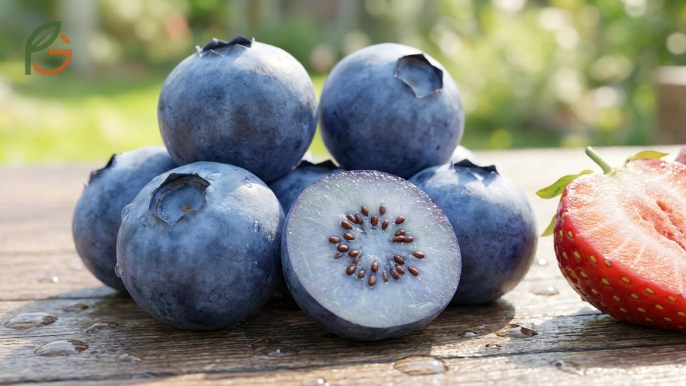 Macro photography showing the small size and reddish-brown color of extracted blueberry seeds ready for planting.