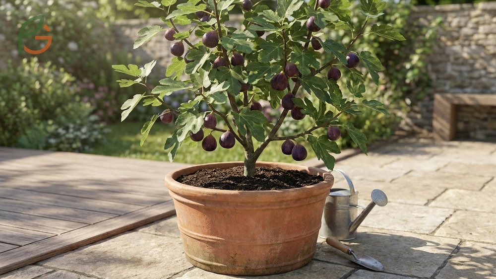Growing fig trees in pots with root restriction to encourage earlier fruit harvests.