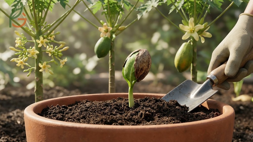 How to grow papaya from seed successfully by planting multiple seeds per hole to identify hermaphroditic trees.