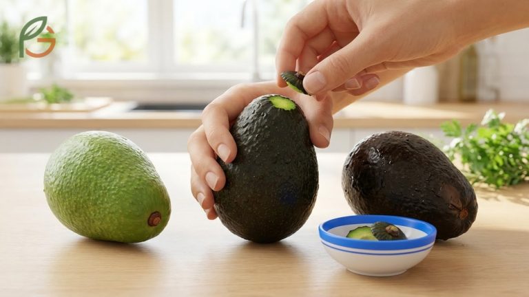 How to tell if an avocado is ripe using visual cues like skin color and tactile checks for gentle pressure response.