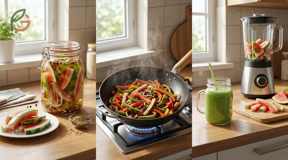 How to use watermelon rind in recipes like pickled rind or stir fries to reduce food waste effectively.