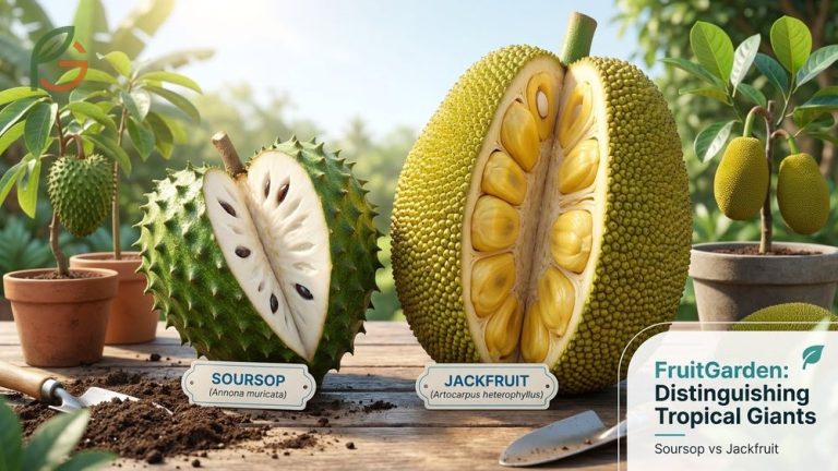 Soursop vs jackfruit guide distinguishing the 20.6mg vitamin C content in soursop from jackfruits weighing up to 80 pounds.