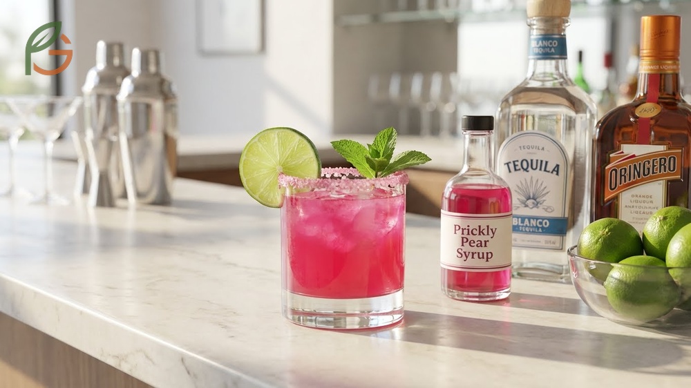 Using prickly pear syrup in cocktails like margaritas requires just 1 ounce to balance the lime and tequila flavors.