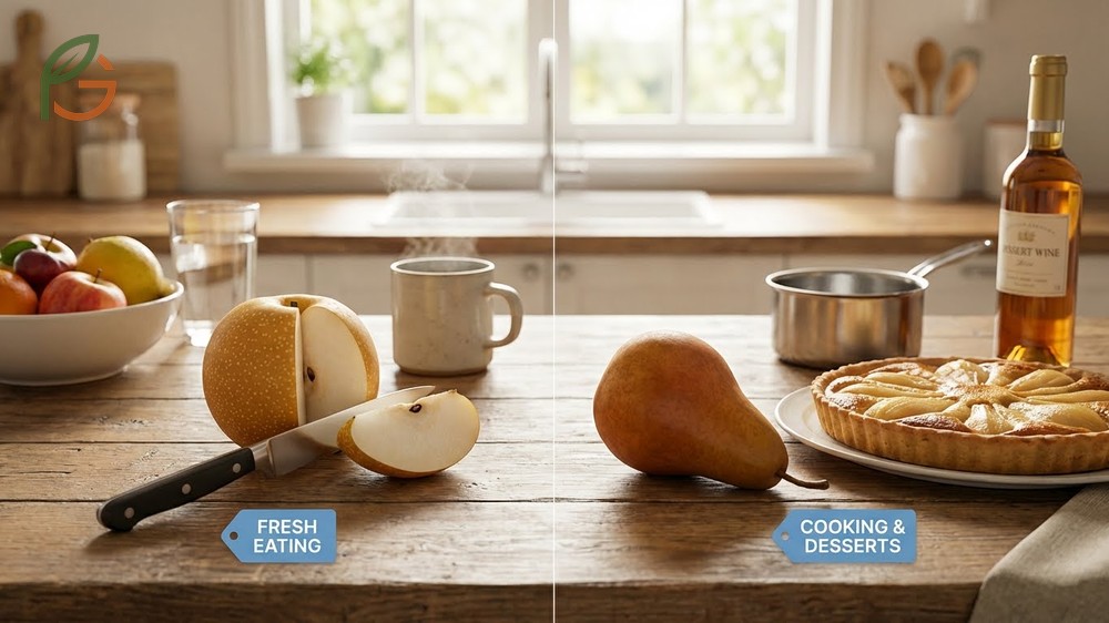 Which pear is better for different uses like fresh eating salads or baking pies.