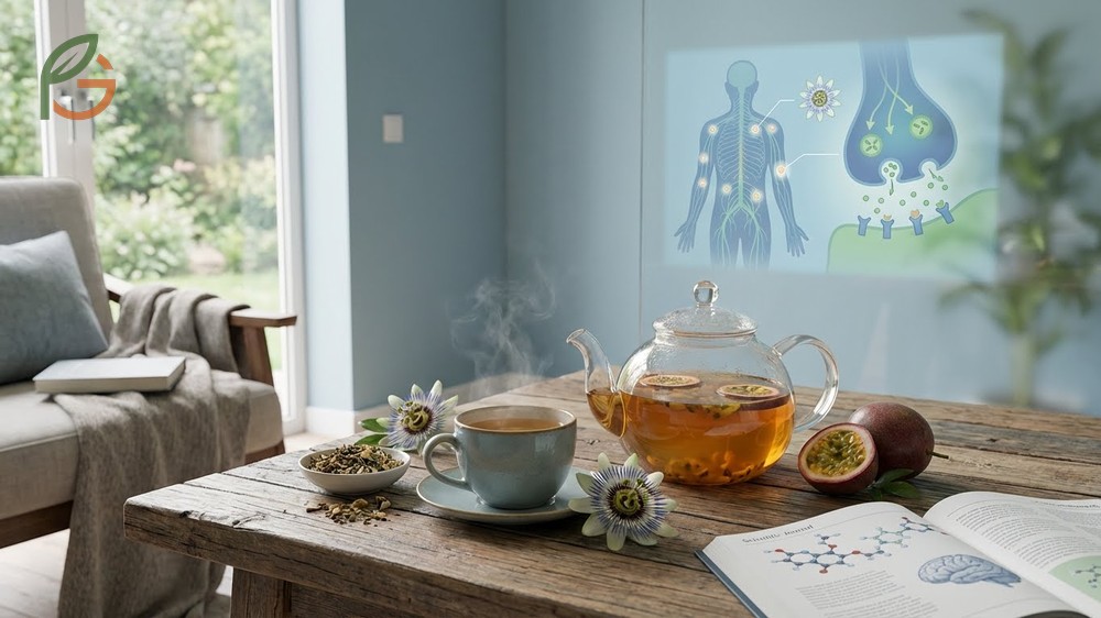 Passion fruit tea benefits rely on flavonoids and alkaloids that interact with nervous system receptors for calm.