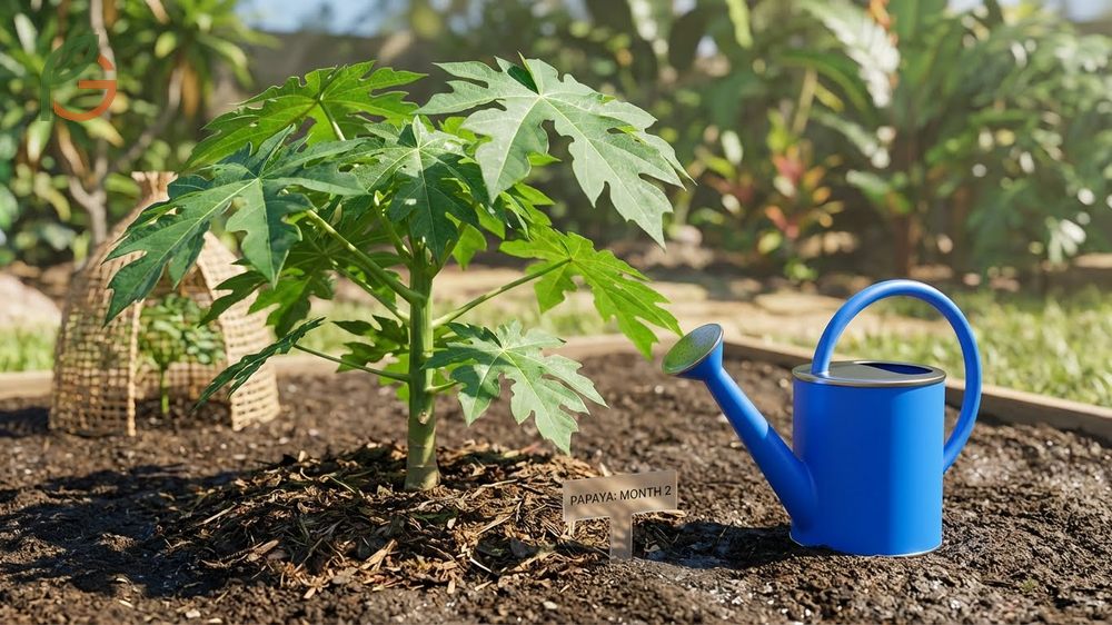 Caring for papaya tree seedlings involves consistent watering and applying balanced fertilizer every few weeks.