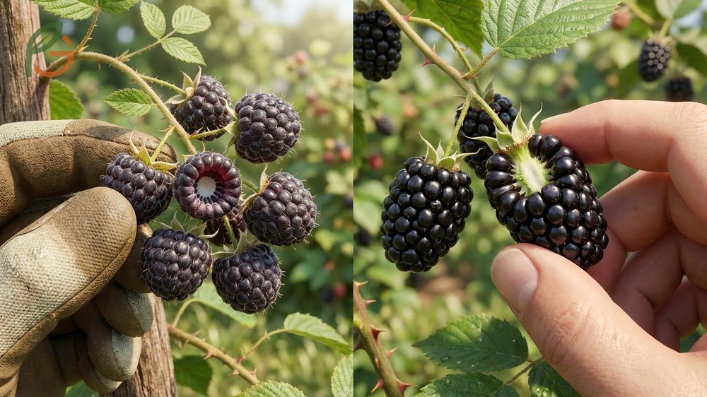 Black raspberry vs blackberry visual comparison showing the hollow core versus the solid white center.