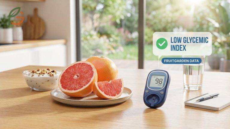 Grapefruit provides a low glycemic index of 25 and essential nutrients for safe diabetic blood sugar management.