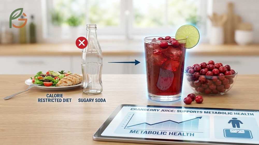 Can cranberry juice help you lose weight by replacing sugary drinks with unsweetened juice having 80 calories.