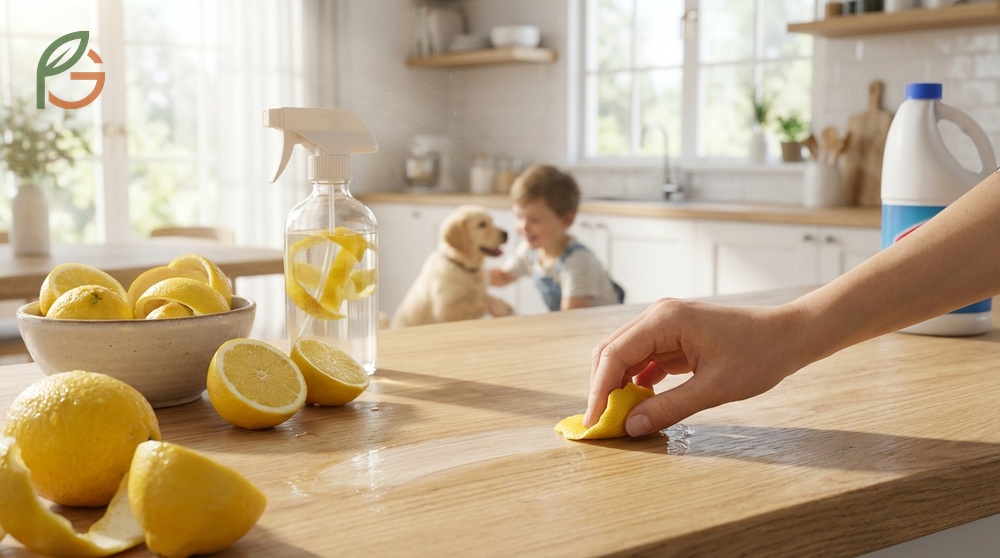 Cleaning lemon peels provide natural antimicrobial properties to disinfect microwaves and sanitize wooden cutting boards safely.