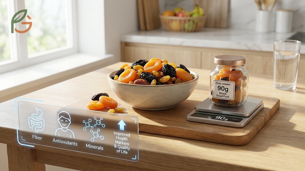 Health benefits of dried apricots include digestive relief from fiber and vision support from beta-carotene.