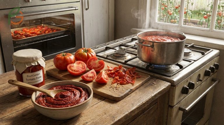 How to make tomato paste from scratch using five pounds of fresh tomatoes for rich concentrated flavor.