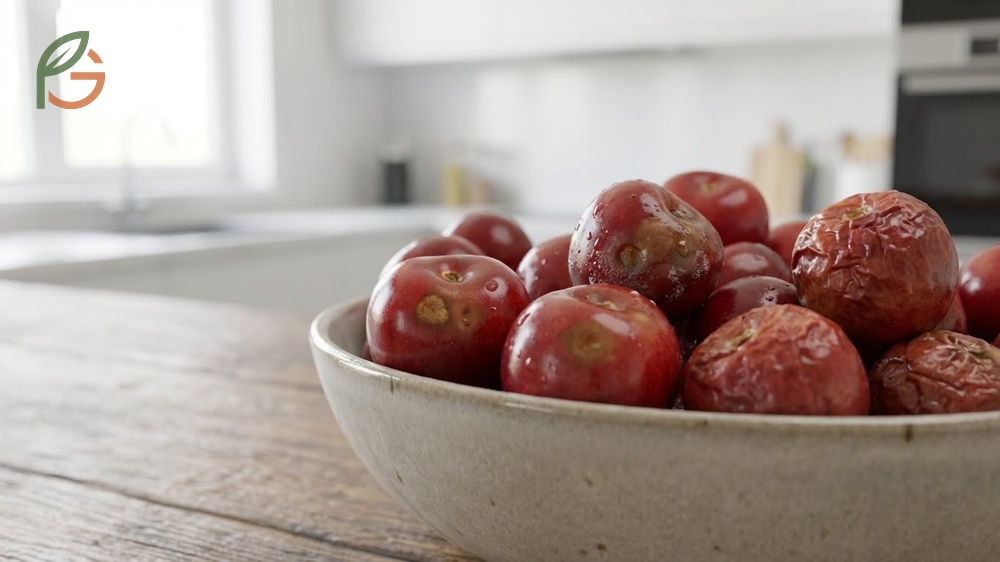 Signs of spoiled cherries include soft texture, brown spots, or visible mold growth near the stem attachment point.