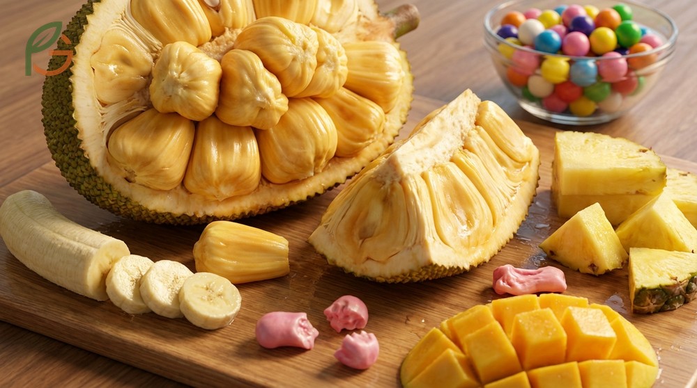 What does jackfruit taste like includes a distinctive bubblegum note combined with banana and pineapple flavors in its fully ripe state for a unique tropical treat.