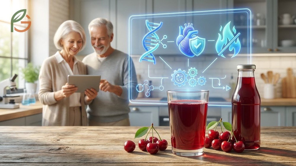 Benefits of cherry juice study results showing daily consumption increases DNA repair activity and lowers oxidative stress.