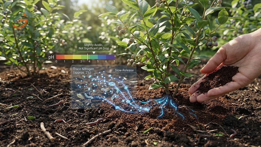 Coffee grounds for blueberry plants usage as a supplemental organic amendment rather than a primary soil acidifier.