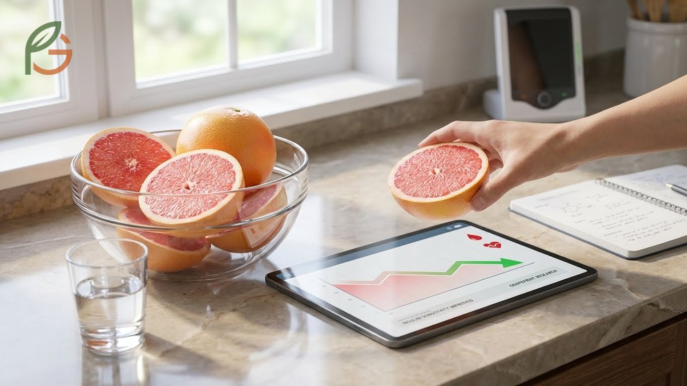 Consuming half a fresh grapefruit before meals improves insulin sensitivity and supports weight loss in diabetics.