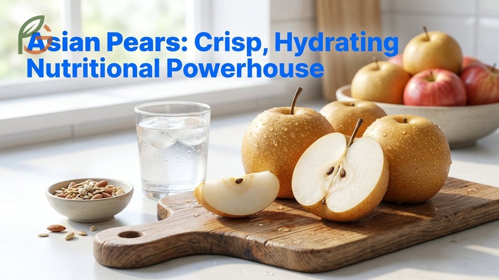 Benefits of Asian pears for digestive health and weight management with fiber data.