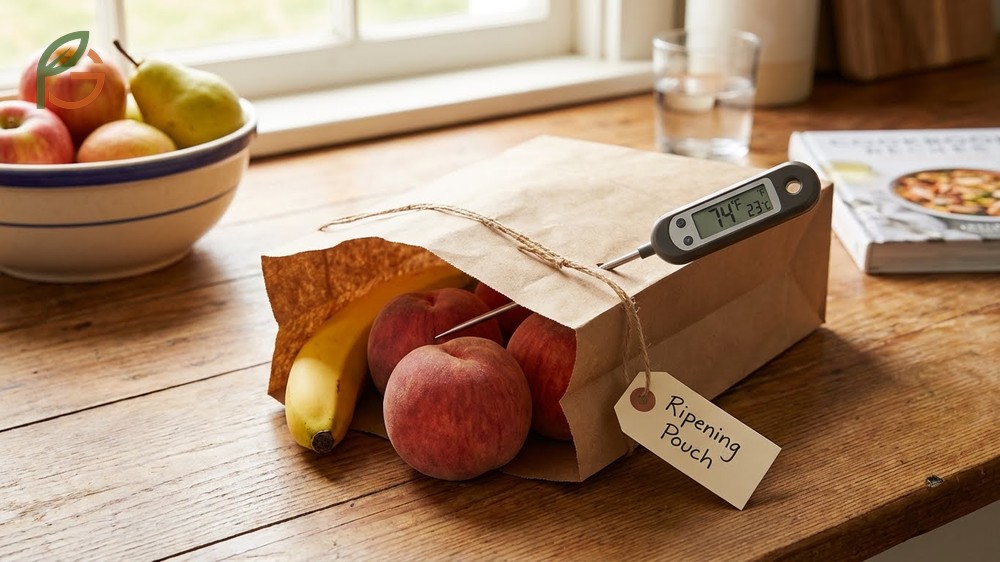 How to ripen peaches quickly in just twelve to twenty four hours by adding high ethylene fruits like bananas to the bag.