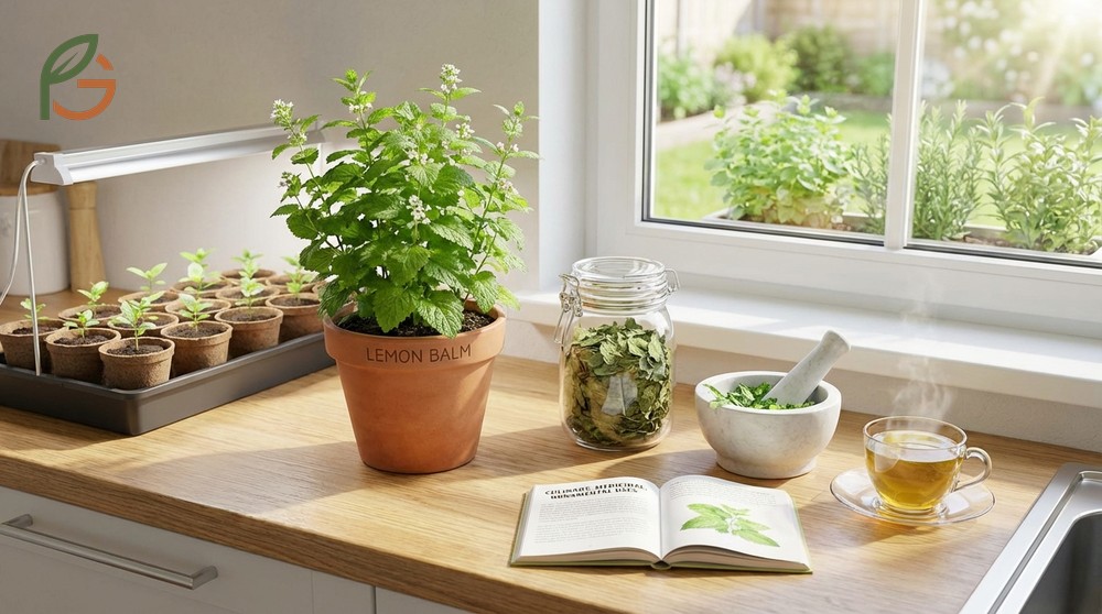 How to use lemon balm for brewing fresh tea using 1 to 2 tablespoons of leaves steeped in boiling water.