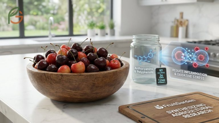 Nutritional value of cherries provides essential vitamins A and C plus 268mg of potassium for heart health.