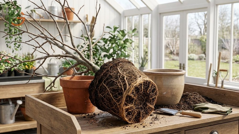 Repotting fig tree gradually from five to seven gallons to prevent soil waterlogging.