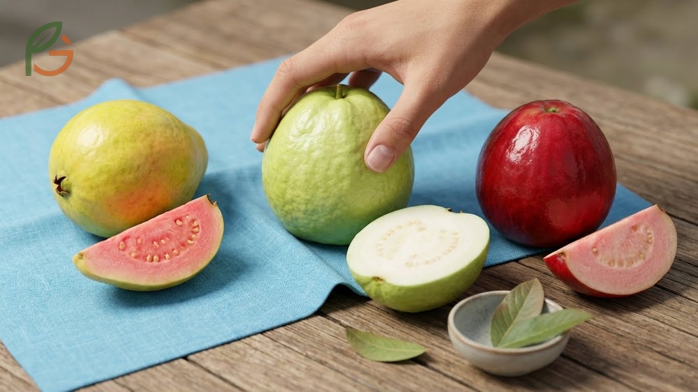 Ripeness signs vary by variety with pink guavas turning yellow-green while white types remain pale green.