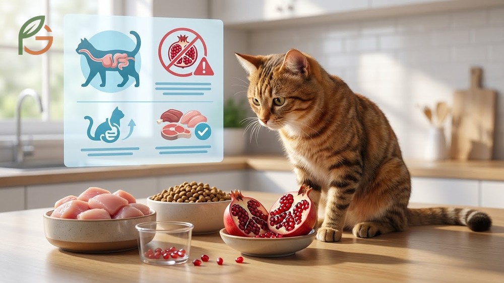 Can cats eat pomegranate analysis showing why acidic fruits cause digestive upset in carnivores.