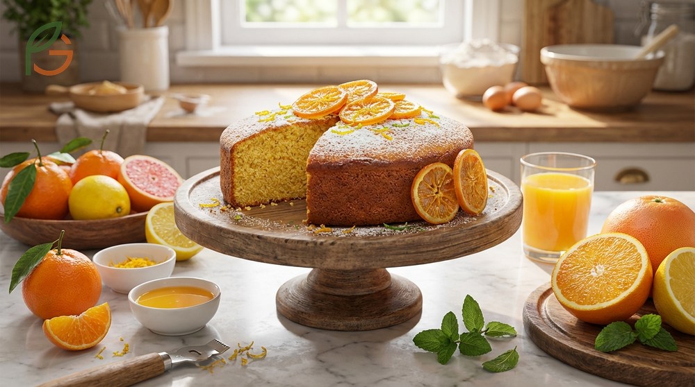 Citrus cake recipe variations compare vitamin C content ranging from 26 to 56 mg per 100g across different fruit types.