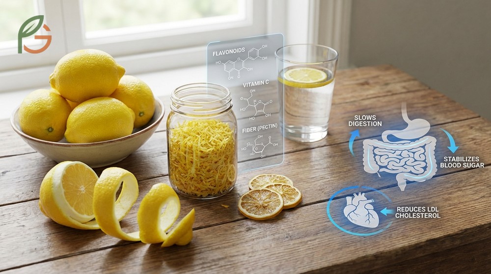 Citrus peel benefits include high fiber content and D-limonene compounds that support heart health and immune function.