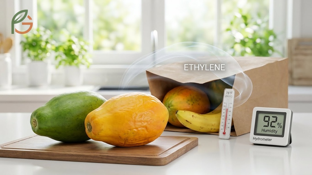 How to ripen papaya fast by maintaining temperatures between 72 and 82 degrees Fahrenheit for optimal results.