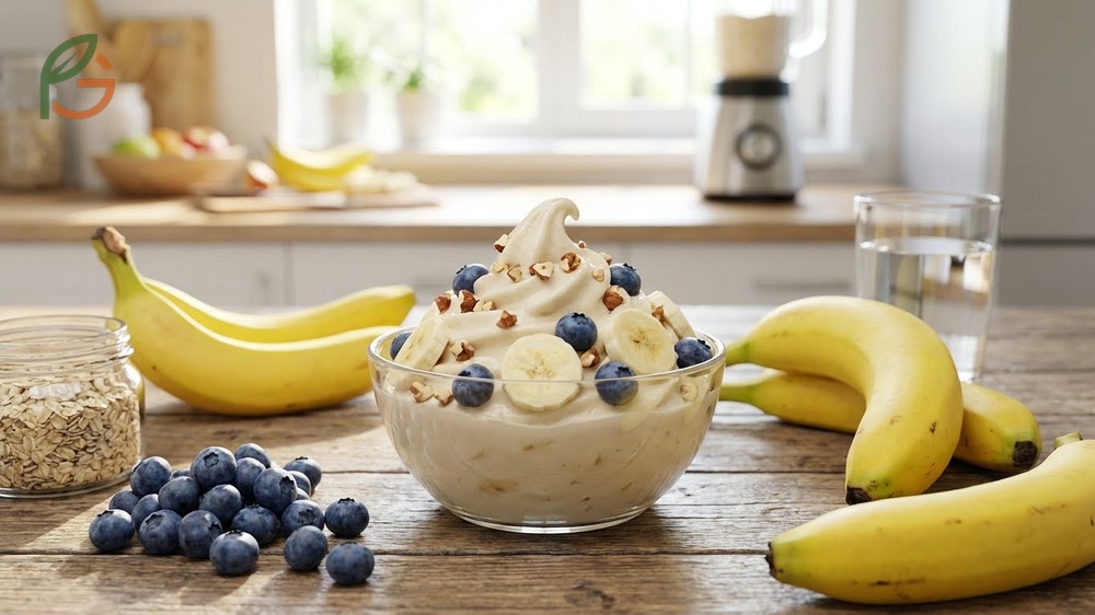 Healthy ice cream alternatives using bananas have 50 percent fewer calories than dairy versions and provide natural energy.