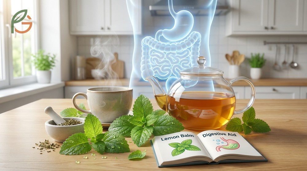 Lemon balm digestive aid properties relax intestinal spasms and reduce gas accumulation when consumed before meals.