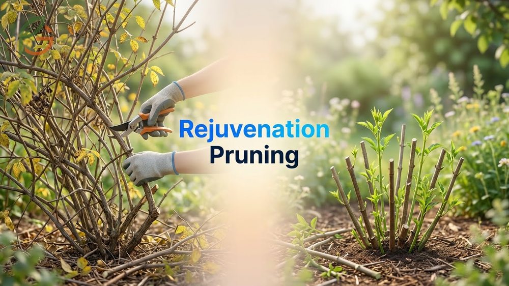 Rejuvenation pruning elderberry restores neglected bushes by cutting canes to the ground to stimulate fresh productive growth.